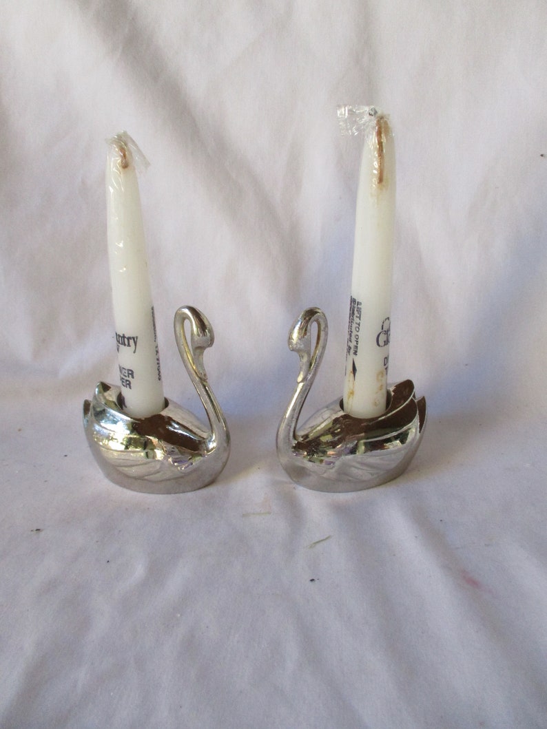 Vintage Silver Plated Swan Candle Holder Set of Two Vintage Etsy