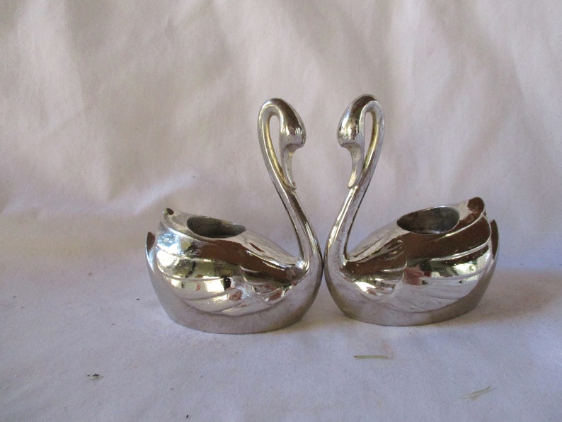 Vintage Silver Plated Swan Candle Holder Set of Two Vintage Etsy