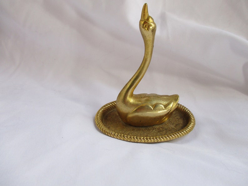 Vintage Brass Assorted Figurines Accents Gifts Decor Home and Living Accents Buck Deer Goldfish Doe Deer Rocking Horse Swan Dish Scarf rings image 6