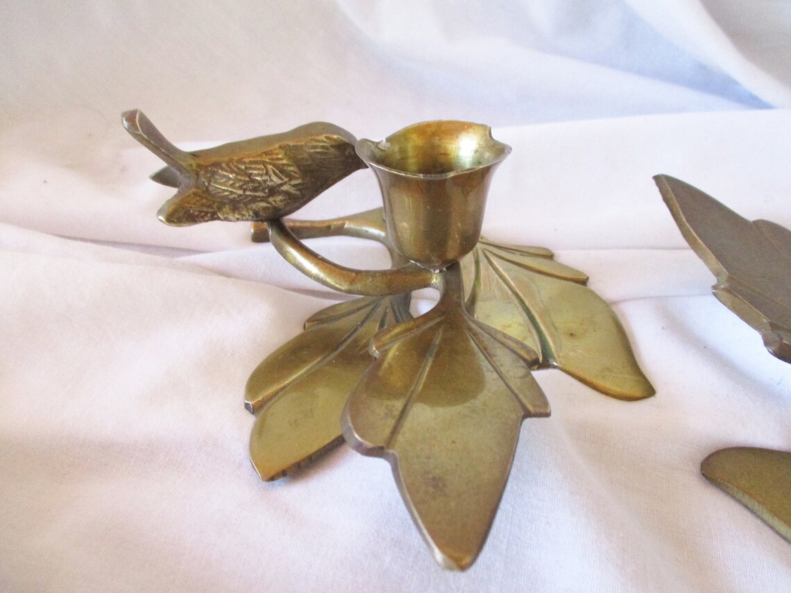 Vintage Brass Bird Candle Holder Set of Two Vintage Brass Home Etsy