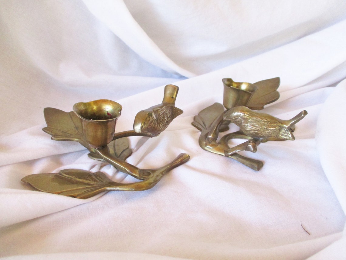 Vintage Brass Bird Candle Holder Set of Two Vintage Brass Home Etsy
