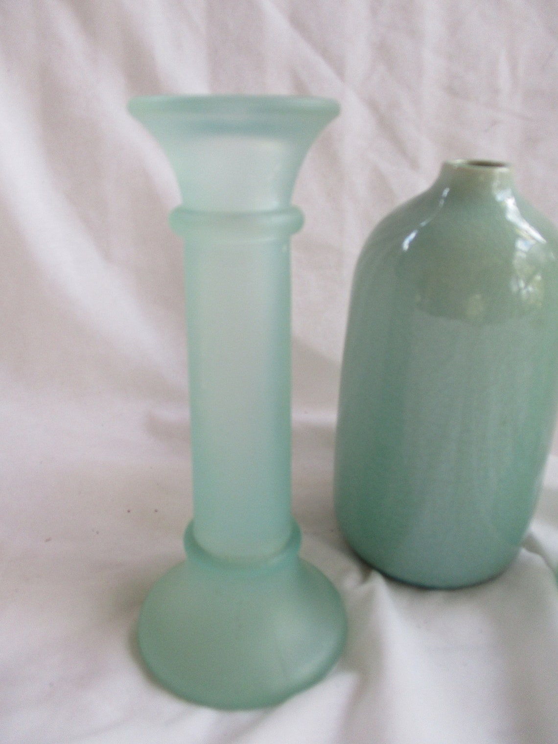Vintage Indiana Light Jade Frosted Candle Holder / Bud Vases Etsy