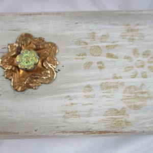 Cedar Upcycled Trinket Ring Gifting Box Distressed Cedar Box Old New Hand Painted Distressed Keepsake Box Stamped Medallion Box image 7