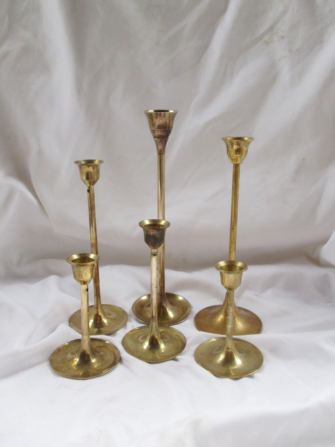 Vintage Mixed Brass Tulip Candle Holder Set of Sixtiered Etsy