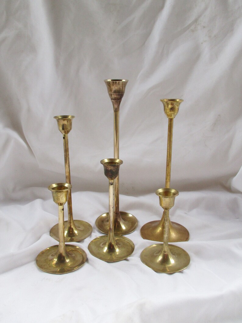 Vintage Mixed Brass Tulip Candle Holder Set of Sixtiered Etsy