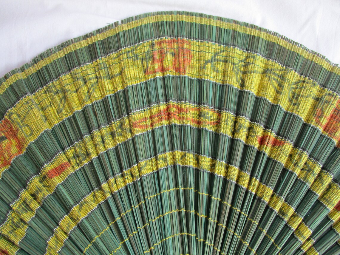 Vintage Woven and Sewn Split Reed Non Folding Fan With Bound Etsy