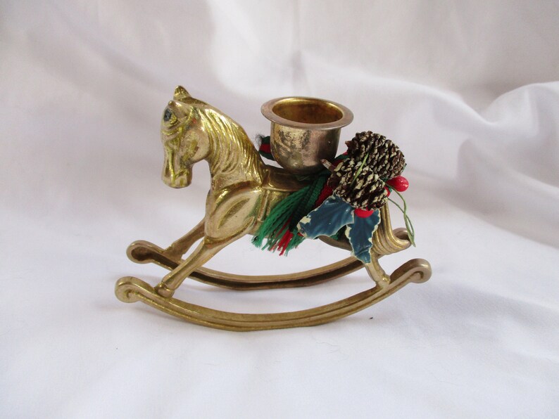 Vintage Brass Assorted Figurines Accents Gifts Decor Home and Living Accents Buck Deer Goldfish Doe Deer Rocking Horse Swan Dish Scarf rings image 3