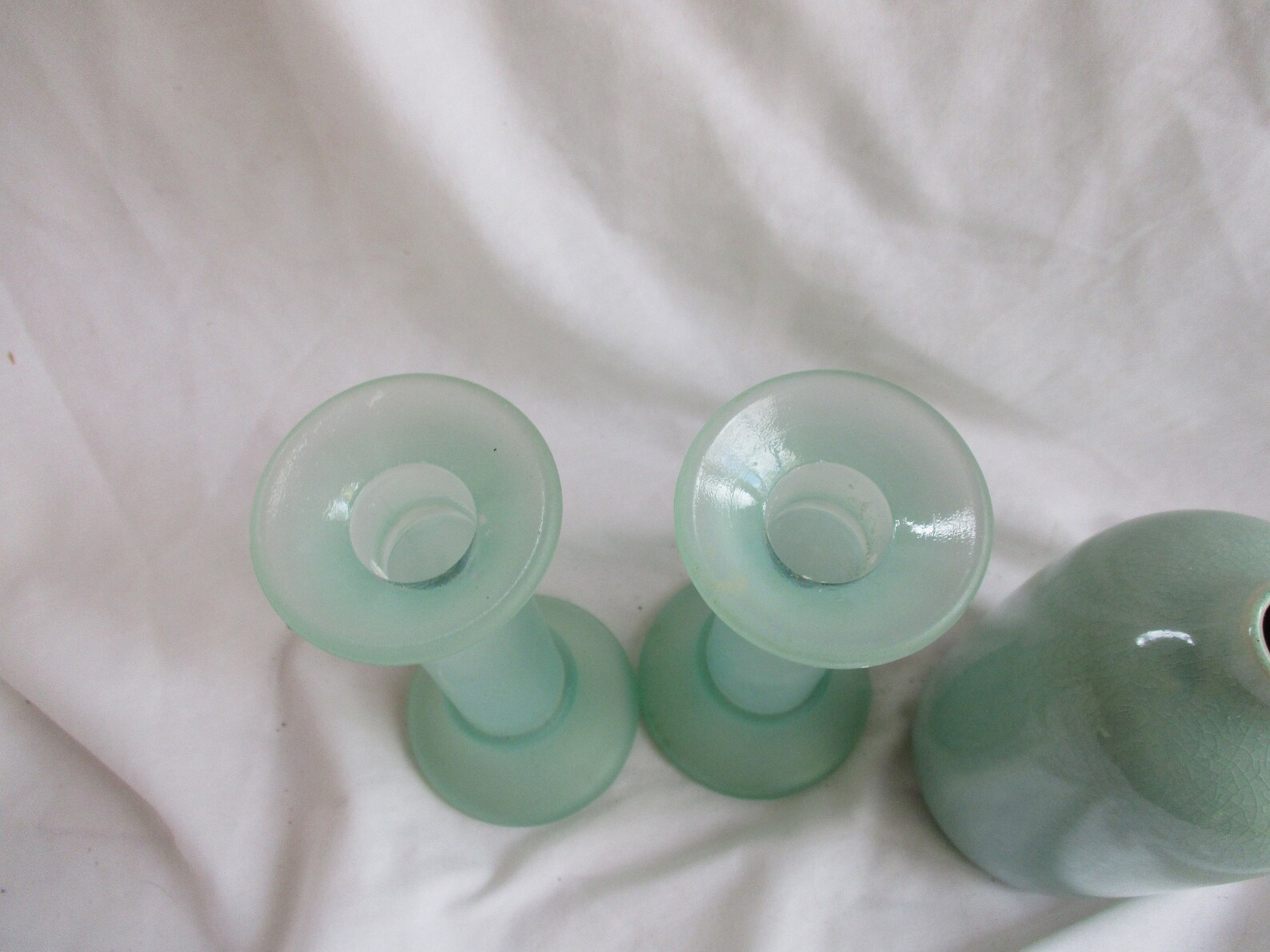Vintage Indiana Light Jade Frosted Candle Holder / Bud Vases Etsy