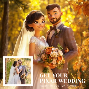 Cartoon Portrait from Photo, Couple Cartoon Portrait, Pixar Style Portrait, Cartoon Portrait, Custom Couple Portrait, Wedding Portrait