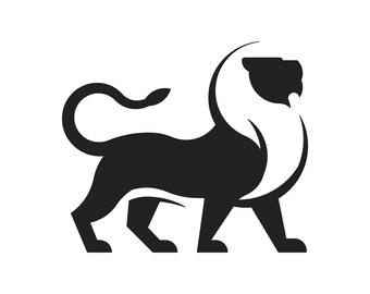 Illustration eines Löwen. Vektor-Logo-Design Stempel-Etiketten-Element. Nicht-exklusiv. Digitale EPS-, JPG- und PNG-Datei.