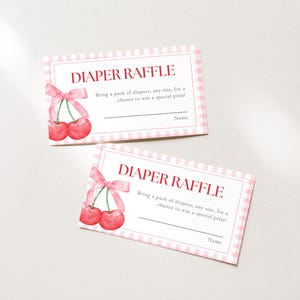 Cherry On Top-Windel-Verlosungskarte, Windel-Verlosungskarte, Cherry On Top-Babypartykartenvorlage, Baby-Dusche-Mädchen, Digitale Vorlage