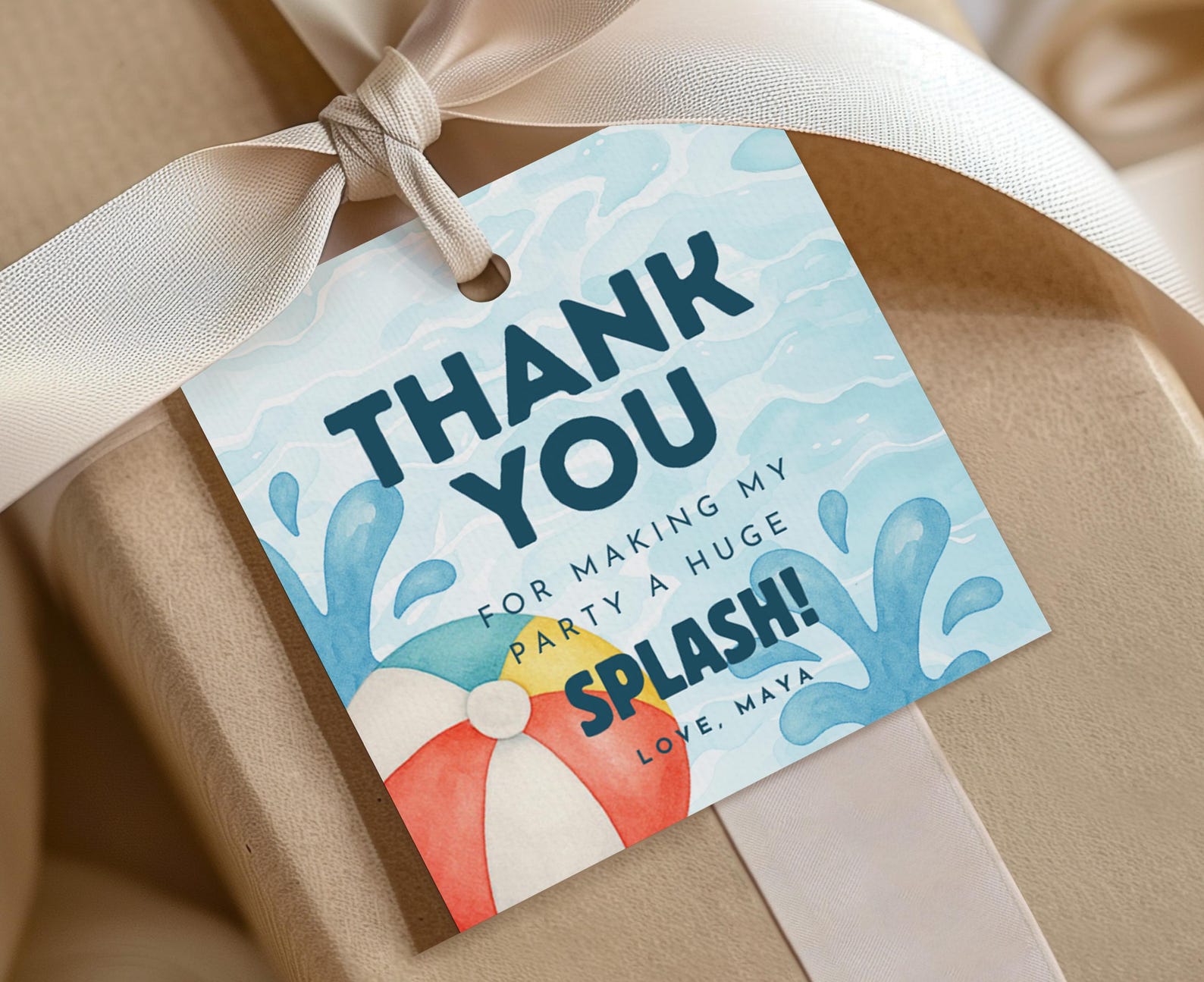 Pool Party Favor Tag, Pool Party Thank You Tag, Birthday Tag, Party ...