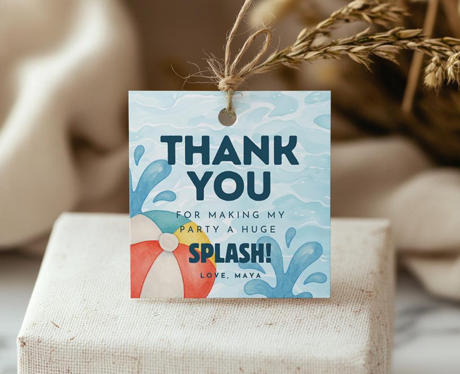 Pool Party Favor Tag, Pool Party Thank You Tag, Birthday Tag, Party ...