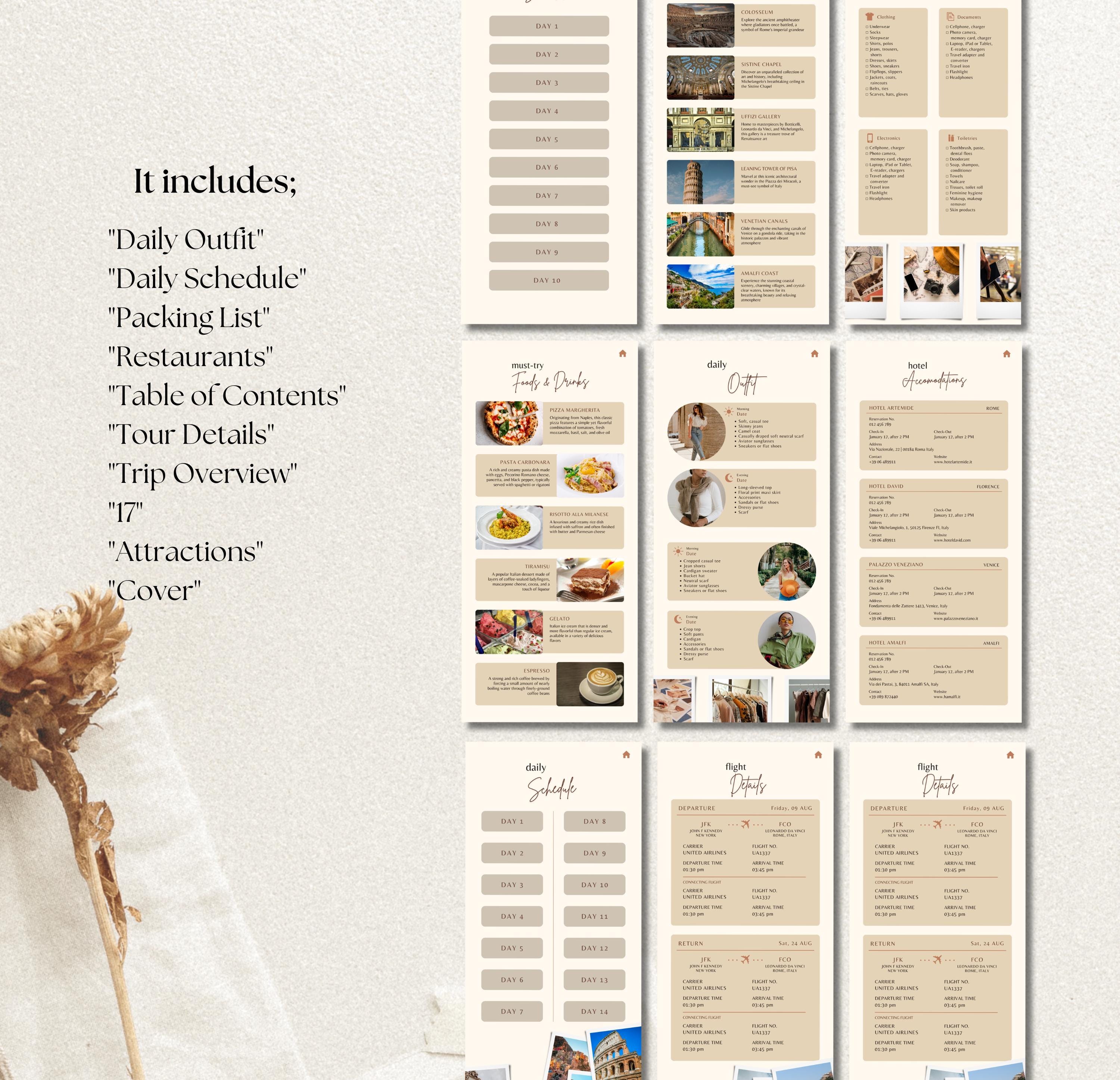 Mobile Travel Itinerary Template, Editable Trip Planner (PDF) - Etsy