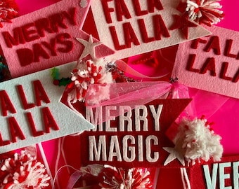 Handmade Christmas Pom-Pom Wand - Felt Pennant