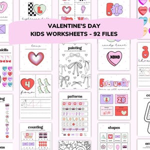 Hojas de trabajo para niños sobre el Día de San Valentín (92 archivos) / Archivo descargable / Hojas de trabajo digitales