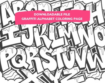 DOWNLOADABLE - Graffiti Alphabet Coloring Page
