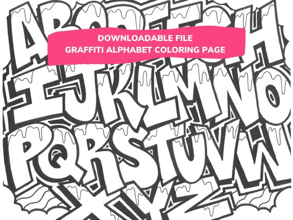 DOWNLOADABLE - Graffiti Alphabet Coloring Page - Etsy