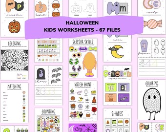 Halloween-werkbladen voor kinderen (67 bestanden) / downloadbaar bestand / digitale werkbladen