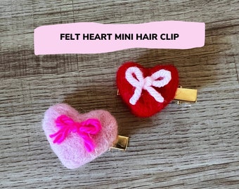 Valentines Felt Heart Mini Hair Clip for girls