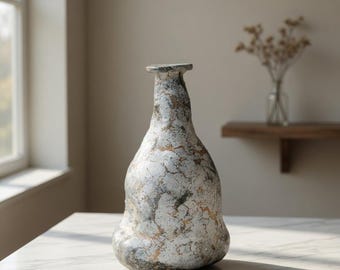 Wabi Sabi Ceramic Vase, Handmade Textured Sculpture, Rustic Organic Pottery Decor