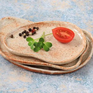 Handmade Chamotte Clay Plate Set: Rustic Wabi Sabi Dessert Plates