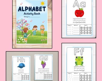 Livro de atividades para crianças | Caderno de exercícios divertido para aprender o alfabeto | Atividades educacionais para crianças pequenas e pré-escolares