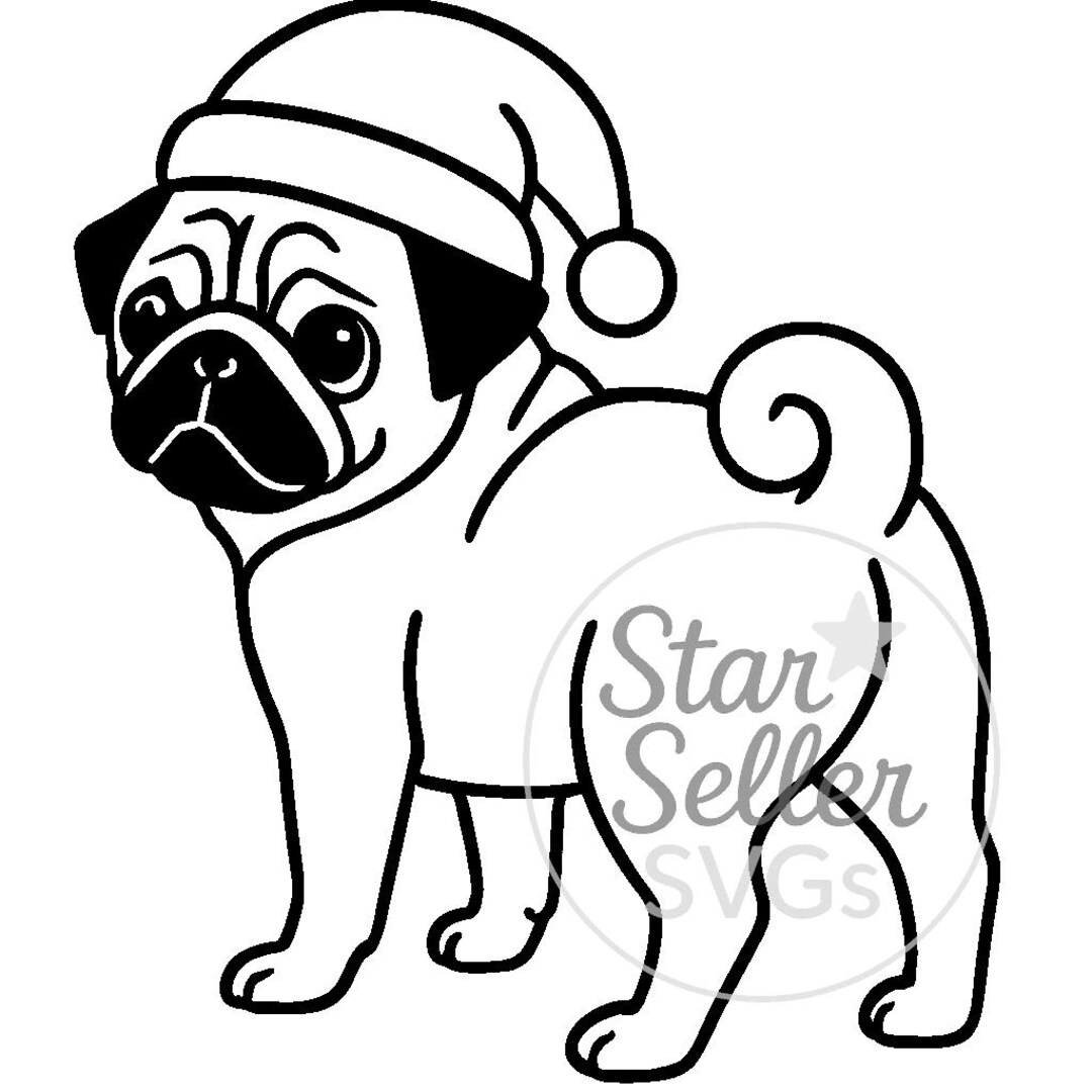 Pug With a Santa Hat on SVG Bundle - Etsy