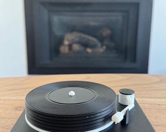 Record Player Coaster Set with Customizable Text. Sets of 4 and 6 available