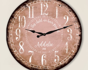 Rustic Personalized Wood Wall Clock, 24 inch, Wedding Gift