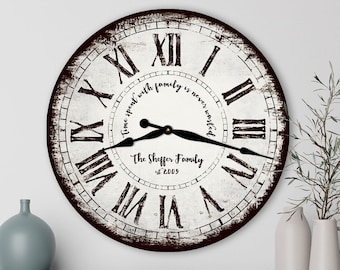 Personalized Rustic Clock, Custom Family Name Gift, 18 inch
