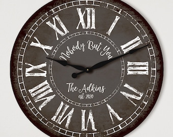 Large 36" Personalized Wall Clock - Custom Family Name & Colors