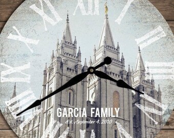 Personalized LDS Temple Wall Clock: Wedding Decor Gift