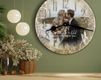 Wedding Photo Clock Gift, Personalized Anniversary Keepsake for Couple