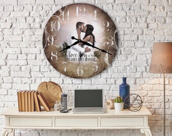 Personalized Photo Clock, Custom Wedding Anniversary Gift