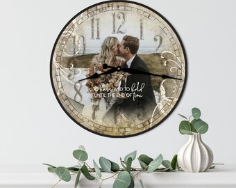 Personalized Photo Anniversary Clock: Custom Wood Wall Decor