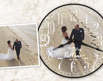 Personalized Photo Clock: Custom Wedding Decor, Large Wall Art