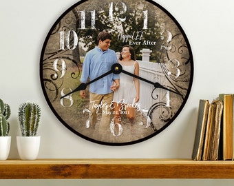 Personalized Wedding Photo Clock: Unique Couple Gift
