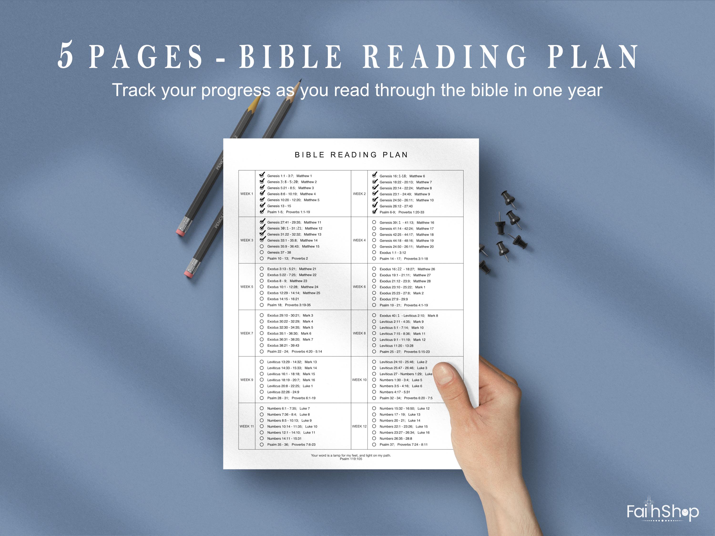 Printable One Year Bible Reading Plan, 52 Week Bible Reading Plan ...