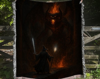 Wizard & Monster Gothic Fantasy Book Woven Tapestry
