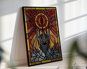 Målat glas Mörkrets herre inramad canvas väggkonst gåva