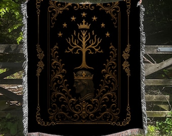 Manta con bandera de libros de fantasía - Tapiz de árbol blanco