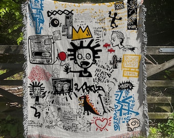 Arazzo intrecciato Pop Art, astratto, grunge, graffiti, coperta, coperta da carrozza gotica