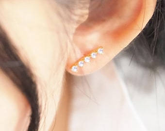 CZ Bar Stud Earrings