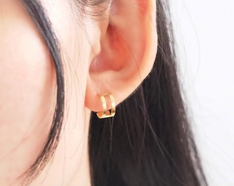 Minimalist Rectangle Hoop Earrings