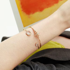 Open Gemstone Cuff Bracelet