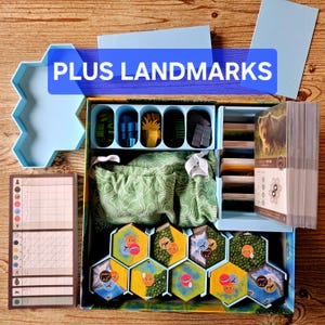 Digital: Inserto para el juego de mesa Cascadia + Landmarks - ¡Compatible con cartas con funda! ¡Sin necesidad de levantar la tapa! ***SOLO ARCHIVOS DIGITALES***