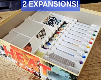 HEAT Board Game Insert for Base Game & 2 Expansions: Fits Sleeved Cards With No Lid Lift (Digital Files)