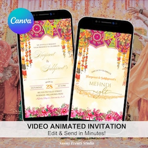 Animated Mehndi, Mehendi, Mendi Video Invitation, Dholki Animated Invitation, Dholak Animated Invitation, Mayoo, Mayoun Invitation, AC27