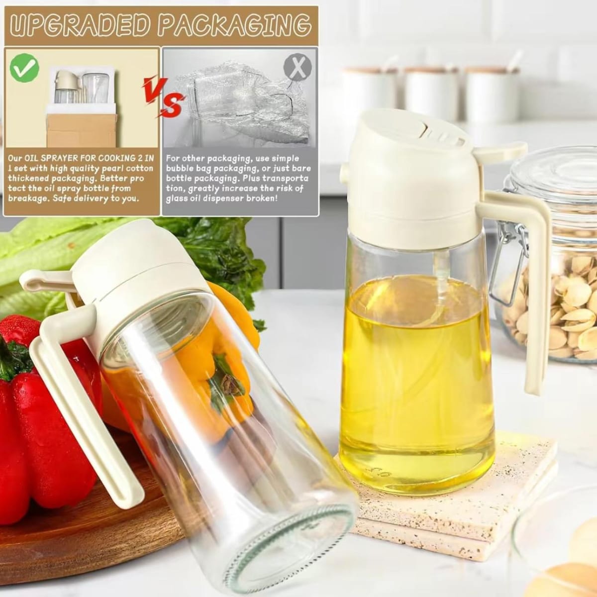2 in 1 Oil Dispenser Bottle, Oil Sprayer & Pourer for Cooking - Etsy